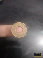 Vintage Indian 5 Pies Coin with Hole - Image 2