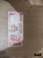 Old Indian 20 Rupees Banknote Featuring Mahatma Gandhi