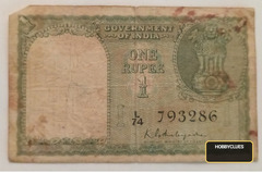 Vintage Government of India One Rupee Banknote