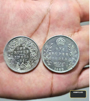 Two Vintage One Rupee Coins from India (1862 & 1903)