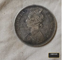 1891 British India One Rupee Silver Coin - Queen Victoria - Image 2