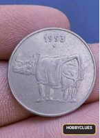 1993 Nepal 1 Rupee Coin Featuring Rhinoceros