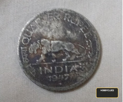 1947 British India 1/4 Rupee Coin Featuring George VI