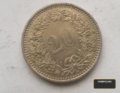 1993 Swiss 20 Rappen Coin