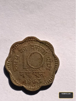 1963 India 10 Naye Paise Coin