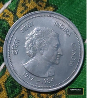 Indira Gandhi Commemorative 5 Rupees Coin (1917-1984), India - Image 2