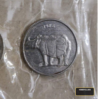 1988 India 25 Paise Coin – Rhinoceros Design