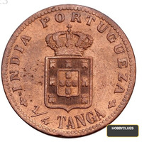 India. portugueza.1/4 Tanga.carlos i Rel De Portugal.MCM III.