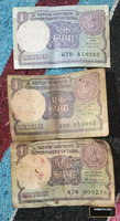 Old Indian 1 Rupee Banknotes (Set of 3, Government of India)