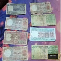 Old Indian 1, 2, and 5 Rupees Banknotes Collection