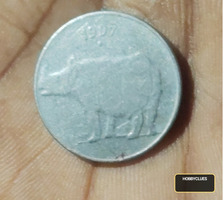 25 Paise Indian coin 1997 with Rinasouras - Image 2