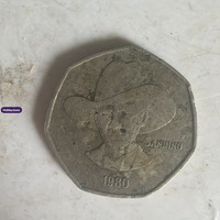 1980 Colombia 50 Centavos Old Coin with Portrait