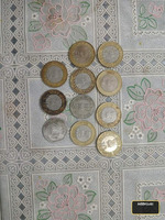 11 Indian Coins Lot, Mixed ₹1, ₹2 and ₹10 Collectible Coins