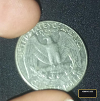 United States Quarter Dollar Coin with Washington and Eagle