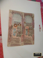 India 10 Rupees Old Banknotes Pair Ashoka Lion Capital Peacock Design