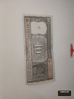 Old Indian 10 Rupees Banknote with Sailing Ship Design