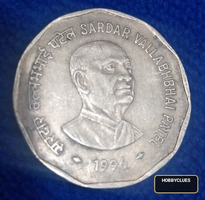 1996 India 2 Rupees Sardar Vallabhbhai Patel Coin