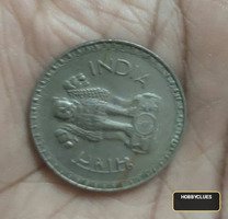 1956 India 1 Rupee Coin with Ashoka Lion Emblem