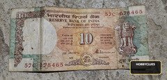 India 10 Rupees Old Banknote with Parliament House Design