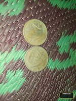 Pair of Indian 1 Rupee Coins with Ashoka Emblem
