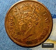 1940 British India One Quarter Anna Coin, King George VI