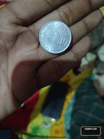 Indian 5 Rupees Coin with Portrait and National Emblem