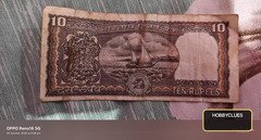 Old Indian 10 Rupees Banknote with Sailboat Design - Image 2