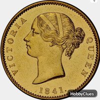 luxury rare 1 mohur 1841 Victoria queen