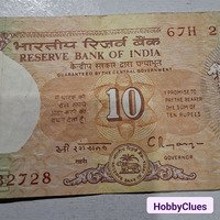 Old 10 RUPEES paper note of India