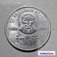 2 RUPEES Coin - Louis Braille 2009 India
