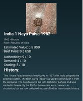 India 1 Naya Paisa Coin 1962 - Bronze