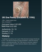 UK One Penny Coin (Elizabeth II, 1996)