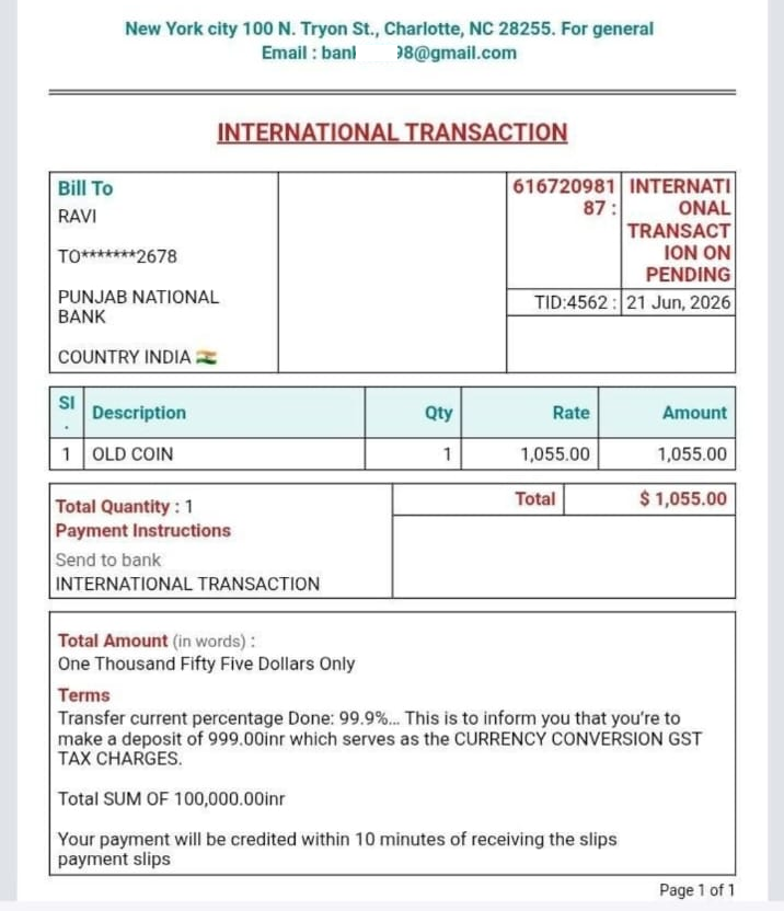 Fake Bank Invoice