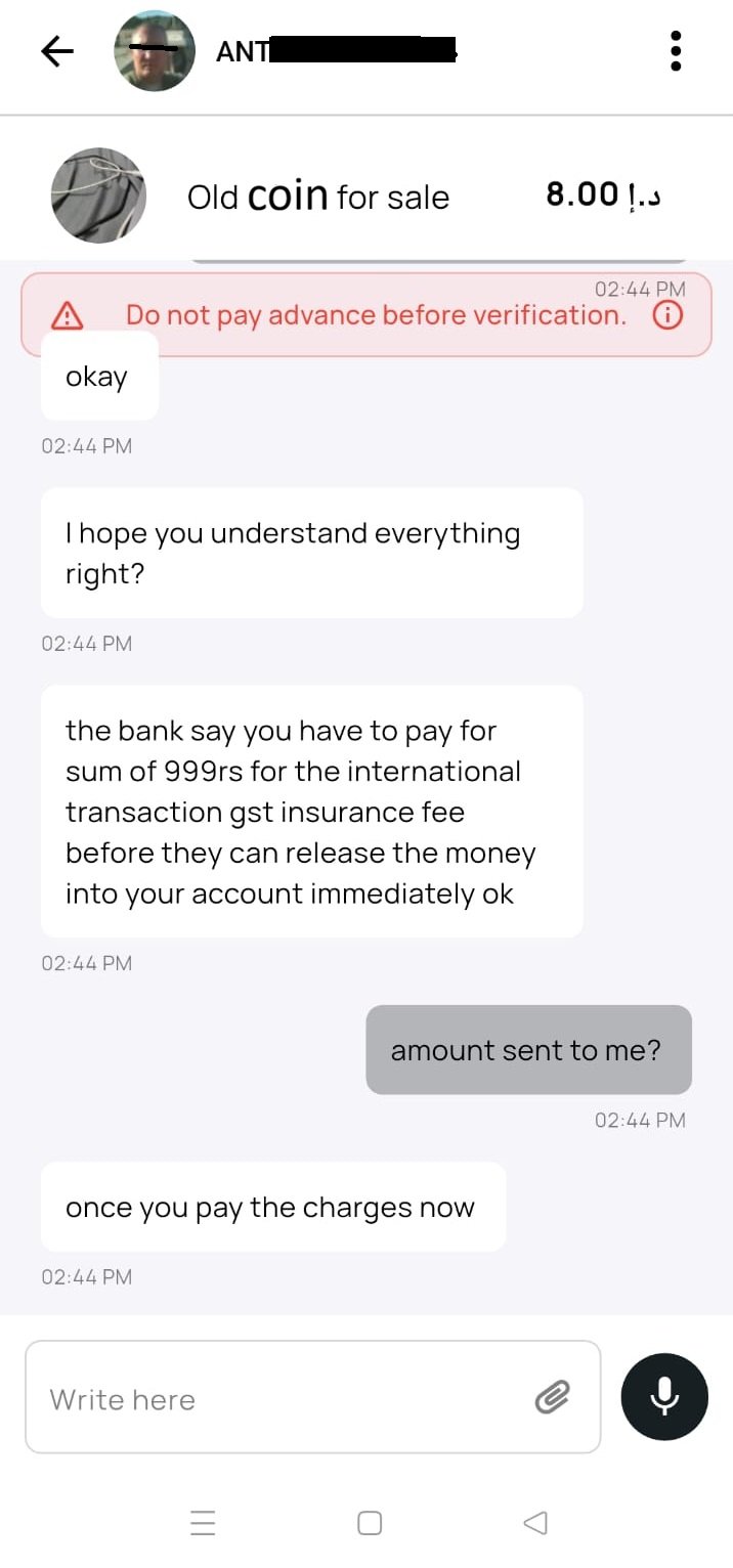 Old Coin Scam Conversation